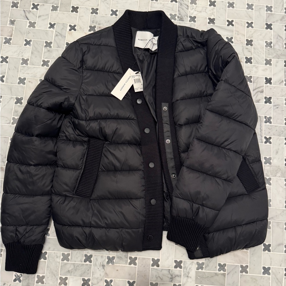 Rebecca Minkoff Black Puffer Bomber Jacket NWT S